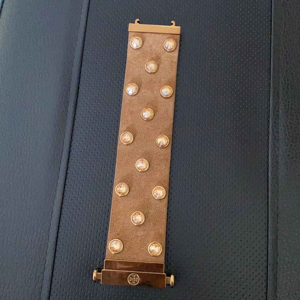 Tory Burch Suede Brown Bejeweled Bracelet